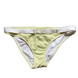 Y2K Victoria’s Secret green and white striped bikini bottom faux belt medium
